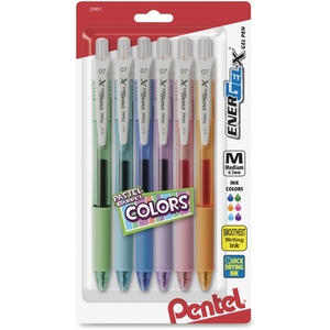 PENTEL OF AMERICA BL107FBP6M Gel Ink Pen, .7Mm, 6/Pk, Assorted Barrel/Ink by Pentel