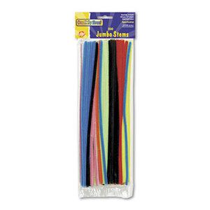 The Chenille Kraft Company 7110-01 Jumbo Stems, 12" x 6mm, Metal Wire, Polyester, Assorted, 100/Pack by THE CHENILLE KRAFT COMPANY
