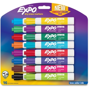 Newell Rubbermaid, Inc 1927526 Dry-Erase Markers, Chisel Point, Nontoxic, 16/Pk, Assorted by Expo