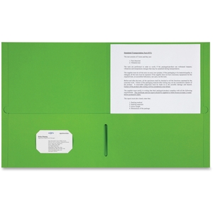 Sparco Products 78552 2-Pocket Portfolio, 25/Bx, Apple Green by Sparco