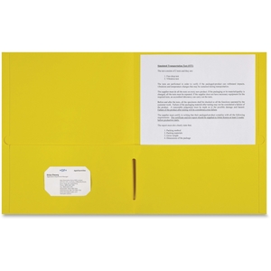 2-Pocket Portfolio, 25/Bx, Yellow by Sparco