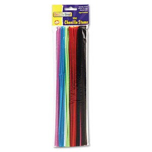 The Chenille Kraft Company 7112-01 Regular Stems, 12" x 4mm, Metal Wire, Polyester, Assorted, 100/Pack by THE CHENILLE KRAFT COMPANY