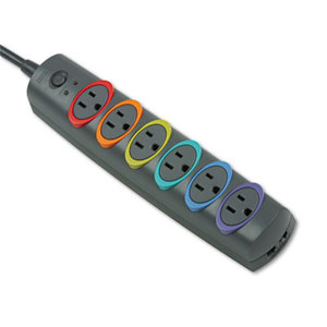 ACCO Brands Corporation K62144US SmartSockets Color-Coded Strip Surge Protector, 6 Outlets, 8ft Cord, 1260 Joules by ACCO BRANDS, INC.