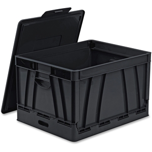 Storex 61809U04C Collapsible Crate W/Lid, 13-3/5"X20"X10-2/5", Black by Storex