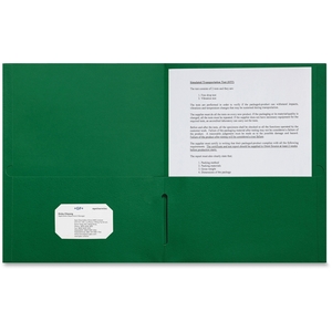 Sparco Products 78545 2-Pocket Portfolio, 25/Bx, Green by Sparco