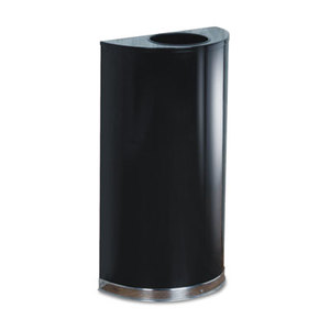 RUBBERMAID COMMERCIAL PROD. FGSO1220PLBK European & Metallic Series Open Top Receptacle, Half-Round, 12gal, Black/Chrome by RUBBERMAID COMMERCIAL PROD.