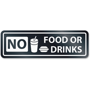 U.S. Stamp & Sign 9434 No Food Or Drinks Window Sign, 2-1/2"X8-1/2", White by U.S. Stamp & Sign