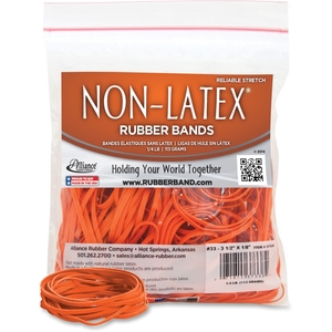 Rubber Bands, Latex-Free,3-1/2"X1/8",No.33,Orange,40/Bg by Non-Latex