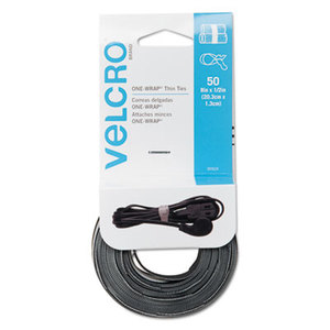Velcro Industries B.V 90924 Reusable Self-Gripping Ties, 1/2 x Eight Inches, Black/Gray, 50 Ties/Pack by VELCRO USA, INC.