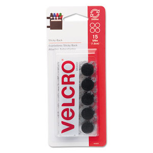 Velcro Industries B.V 90069 Sticky-Back Hook and Loop Dot Fasteners on Strips, 5/8 dia., Black, 15 Sets/Pack by VELCRO USA, INC.