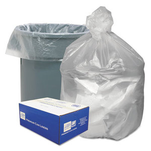 High Density Waste Can Liners, 40-45gal, 10 Microns, 40x46, Natural, 250/Carton by WEBSTER INDUSTRIES