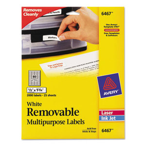 Avery 6467 Removable Multi-Use Labels, 1/2 x 1 3/4, White, 2000/Pack by AVERY-DENNISON