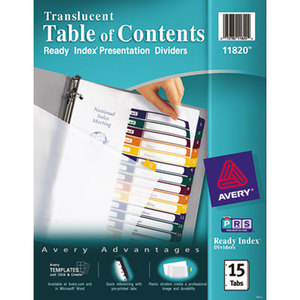 Avery 11820 Ready Index Customizable Table of Contents Plastic Dividers, 15-Tab, Letter by AVERY-DENNISON