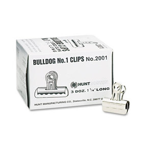 ELMER'S PRODUCTS, INC 2001 Bulldog Clips, Steel, 7/16" Capacity, 1-1/4"w, Nickel-Plated, 36/Box by ELMER'S PRODUCTS, INC.