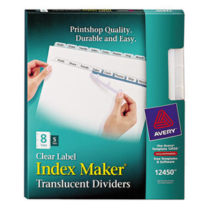 Avery 12450 Index Maker Print & Apply Clear Label Plastic Dividers, 8-Tab, Letter, 5 Sets by AVERY-DENNISON