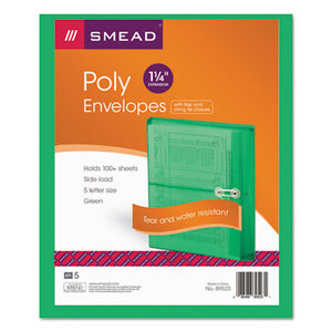 SMEAD MANUFACTURING COMPANY 89523 Poly String & Button Booklet Envelope, 9 3/4 x 11 5/8 x 1 1/4, Green, 5/Pack by SMEAD MANUFACTURING CO.