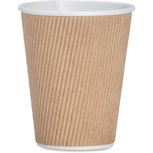 Genuine Joe 11260CT Rippled Hot Cup, 12oz., 500/CT, Brown by Genuine Joe