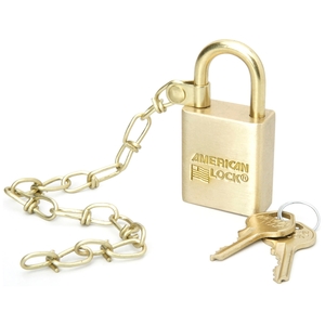 National Industries For the Blind 5340015881676 Padlocks, 1-1/2" Shackle W/Chain, 2-Keys, Solid Brass by SKILCRAFT