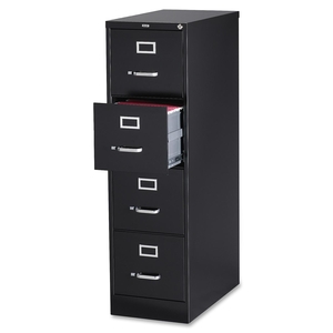 Lorell Furniture 60191 4-Drawer Vertical File, w/ Lock, 15"x26-1/2"x52", Black by Lorell