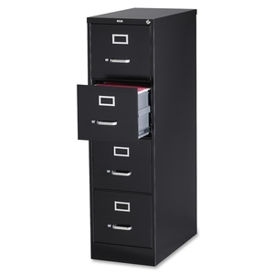 Lorell Furniture 60650 4-Drawer Vertical File, w/ Lock, 15"x25"x52", Black by Lorell