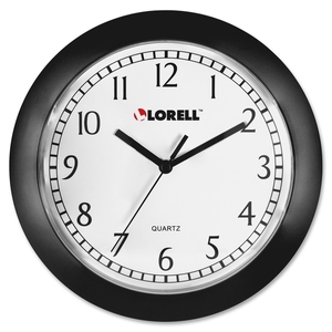 Lorell Furniture 60987 Wall Clock, 9", Arabic Numerals, White Dial/Black Frame by Lorell
