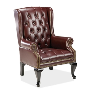 Lorell Furniture 777QAJOX Queen Anne Side Chair, 29"x30"x39-1/2", Burgundy Leather by Lorell