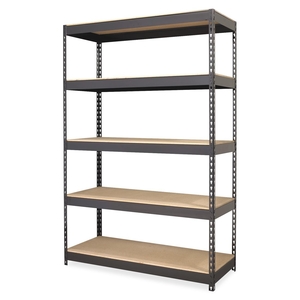 Lorell Furniture 60624 Riveted Steel Shelving, 48"x24"x72", Black by Lorell