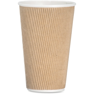 Genuine Joe 11257CT Rippled Hot Cup, 16oz., 500/CT, Brown by Genuine Joe