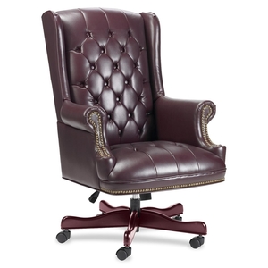 Lorell Furniture 792GLSTJOX Exec High-Back Chair, Vinyl, 30"x32"x44"-46", Burgundy by Lorell