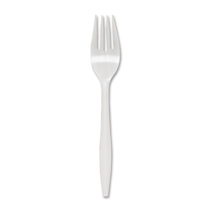 Genuine Joe 20000 Fork, Plastic, Medium-weight, 1000/CT, White by Genuine Joe