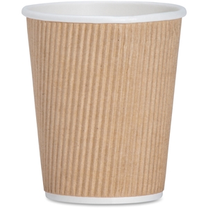 Genuine Joe 11255CT Rippled Hot Cup, 8oz., 500/CT, Brown by Genuine Joe