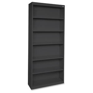 Steel Bookcase, 6-Shelf, 34-1/2"x12-5/8"x82", Black by Lorell