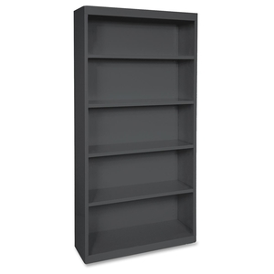 Steel Bookcase, 5-Shelf, 34-1/2"x12-5/8"x72", Black by Lorell