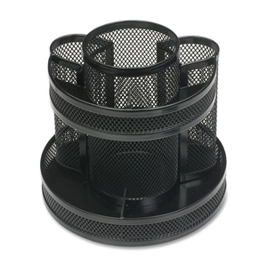 Business Source 62886 Rotary Organizer, Mesh, 6-5/8"x6-5/8"x6-5/8", Black by Business Source