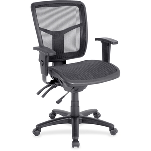 Lorell Furniture 86904 Mesh Swivel Midback Chair, 25-1/4"x23-1/2"x40-1/2", BKSR by Lorell