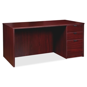 Right Ped Desk, 66"x30"x29", Mahogany by Lorell