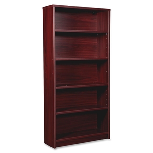 Lorell Furniture 79051 Bookcase, 5 Shelves, 34"x12"x69", Mahogany by Lorell