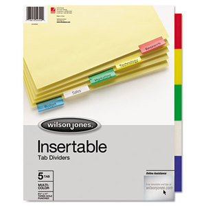 ACCO Brands Corporation W54309A Single-Sided Reinforced Insertable Index, Multicolor 5-Tab, Letter, Buff, 5/Set by WILSON JONES CO.