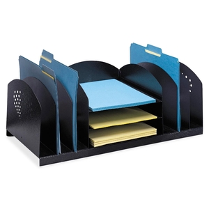 Safco Products 3168BL Letter-Size Desk Organizer, 22-1/4"x11-1/4"x8-1/8", Black by Safco