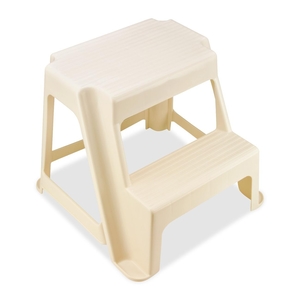 Two Step Stool, Holds 300 lbs, 18-1/2"x18-1/4"x16", Almond by Rubbermaid