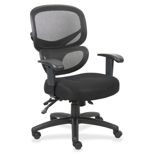 Mesh-Back Executive Chair, Fabric Seat, 27"x27"x40-1/2",BK by Lorell