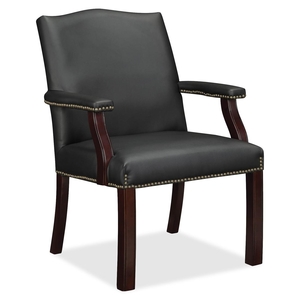 Lorell Furniture 68252 Leather Guest Chair, Nailhead Trim,25"x27-1/2"x35-3/4", BK by Lorell