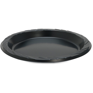 Genuine Joe 10429 Plastic Plates, Round, 9" Plate, 125/PK, Black by Genuine Joe