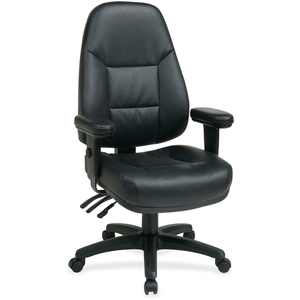 Office Star Products EC4300-EC3 High-Back Chair, 27-1/4"x27-1/2"x49", Black Leather by Office Star