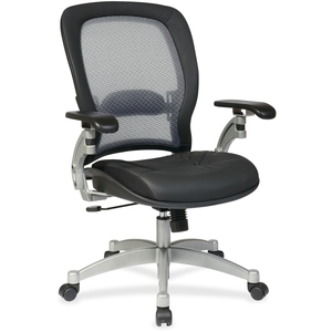 Office Star Products 3680 Managerial Mid-Back Chair,27-1/2"x27"x44",Black Leather/Mesh by Office Star