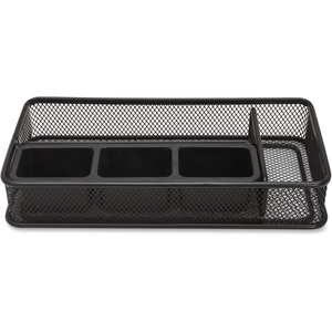 Lorell Furniture 84146 Steel Desk Organizer, 5 Comp, 10-1/4"x5"x2", Black Mesh by Lorell