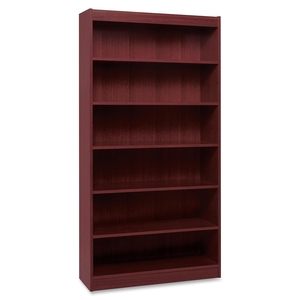 7 Shelf Panel Bookcase, 36"Wx12"Dx84"H, Mahogany by Lorell
