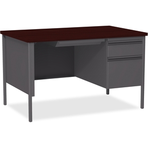 Lorell Furniture 66903 Single Pedestal Desk, RH, 48"x30"x29-1/2", Mahogany by Lorell