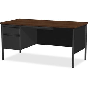 Lorell Furniture 60918 Single Pedestal Desk, LH, 66"x30"x29-1/2", Black Walnut by Lorell