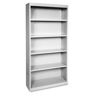 Lorell Furniture 41289 Steel Bookcase, 5-Shelf, 34-1/2"x13"x72", Light Gray by Lorell